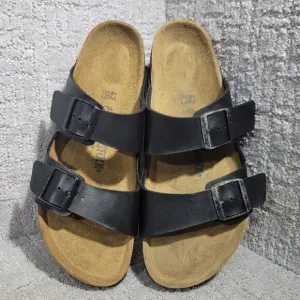 Birkenstock Arizona Unisex Size EU 42 US L11M9 Black Birko-flor Slide Sandals.