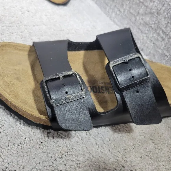 Birkenstock Arizona Unisex Size EU 42 US L11M9 Black Birko-flor Slide Sandals.
