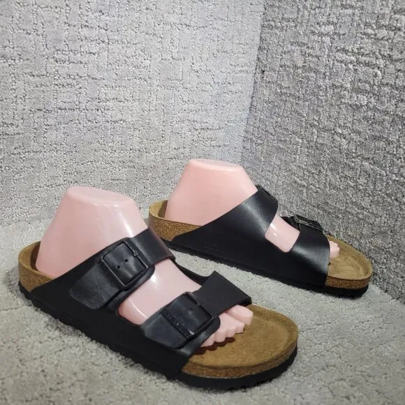 Birkenstock Arizona Unisex Size EU 42 US L11M9 Black Birko-flor Slide Sandals.