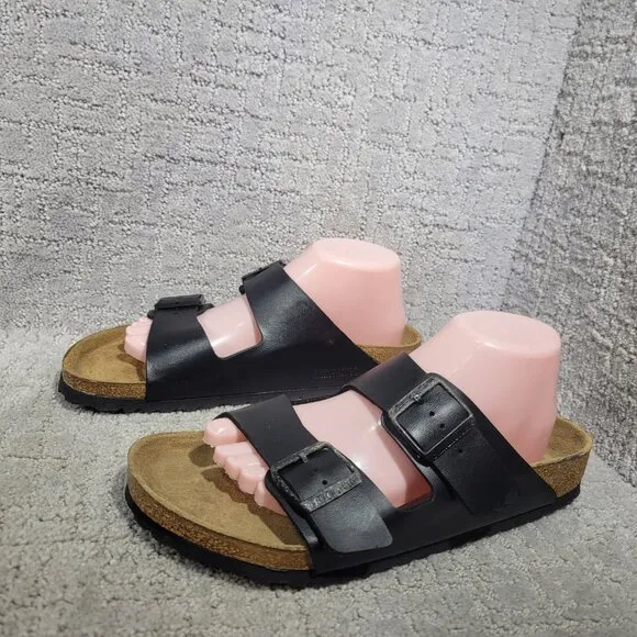 Birkenstock Arizona Unisex Size EU 42 US L11M9 Black Birko-flor Slide Sandals.