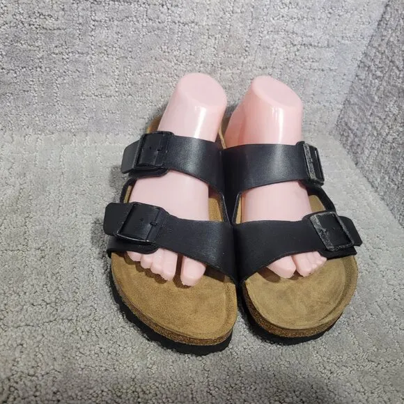 Birkenstock Arizona Unisex Size EU 42 US L11M9 Black Birko-flor Slide Sandals.