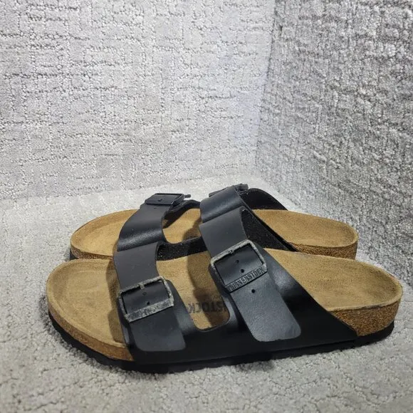 Birkenstock Arizona Unisex Size EU 42 US L11M9 Black Birko-flor Slide Sandals.