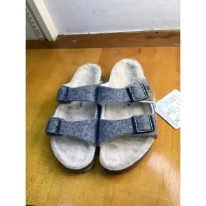 Birkenstock Arizona Wool Shearling Adjustable Slide Sandals Fur Lining NEW