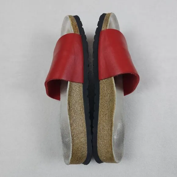 Birkenstock Betula Slides Womens Size 7 Red REGGAE Leather Slip On Sandals