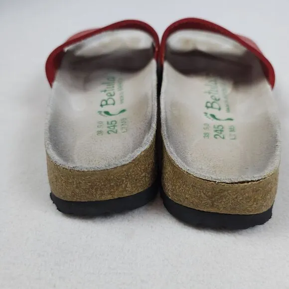 Birkenstock Betula Slides Womens Size 7 Red REGGAE Leather Slip On Sandals