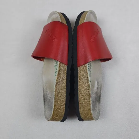 Birkenstock Betula Slides Womens Size 7 Red REGGAE Leather Slip On Sandals