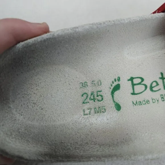 Birkenstock Betula Slides Womens Size 7 Red REGGAE Leather Slip On Sandals