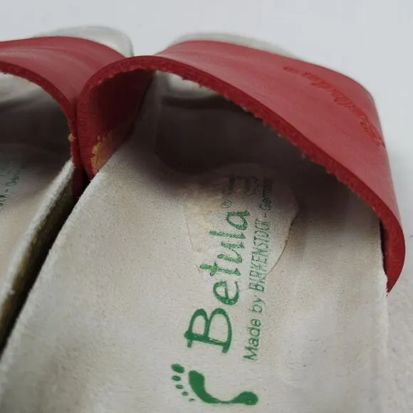 Birkenstock Betula Slides Womens Size 7 Red REGGAE Leather Slip On Sandals