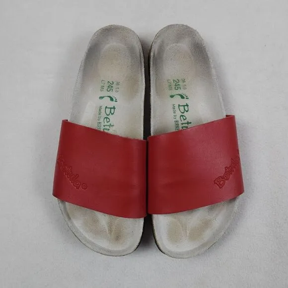 Birkenstock Betula Slides Womens Size 7 Red REGGAE Leather Slip On Sandals