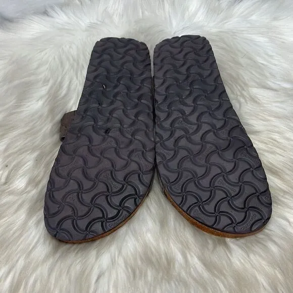 Birkenstock Betula Zara Brown Embroidered Slide Sandals Sz 11