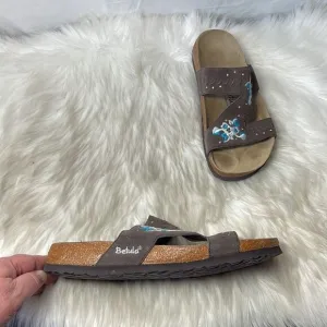 Birkenstock Betula Zara Brown Embroidered Slide Sandals Sz 11