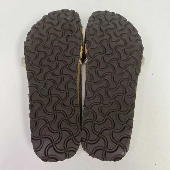 Birkenstock Birki's Madrid Brown Teddy Bear Print Slide Sandals US 5.5-6 EU 36