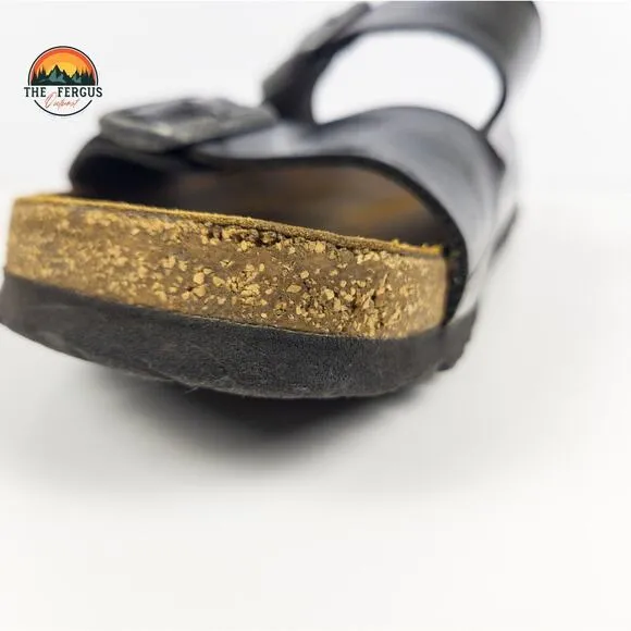 Birkenstock Black Patent Leather Arizona Two Strap Sandals Shoe Womens 9.5 UK 40