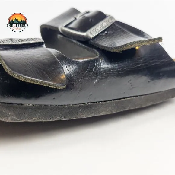 Birkenstock Black Patent Leather Arizona Two Strap Sandals Shoe Womens 9.5 UK 40