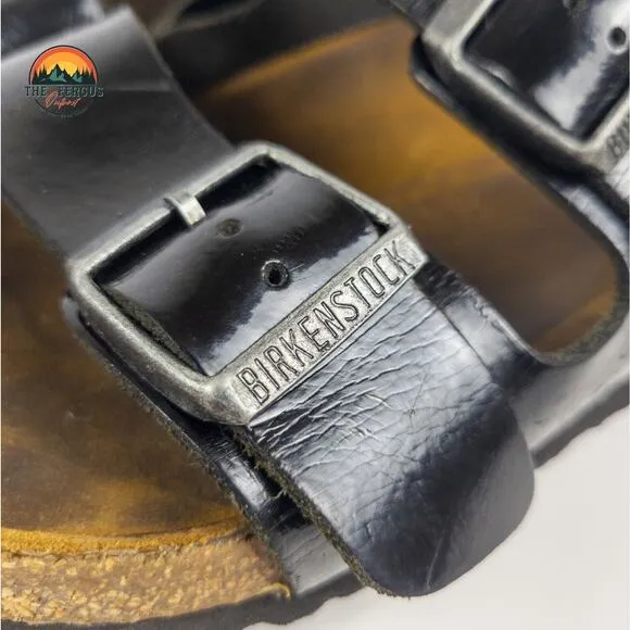 Birkenstock Black Patent Leather Arizona Two Strap Sandals Shoe Womens 9.5 UK 40