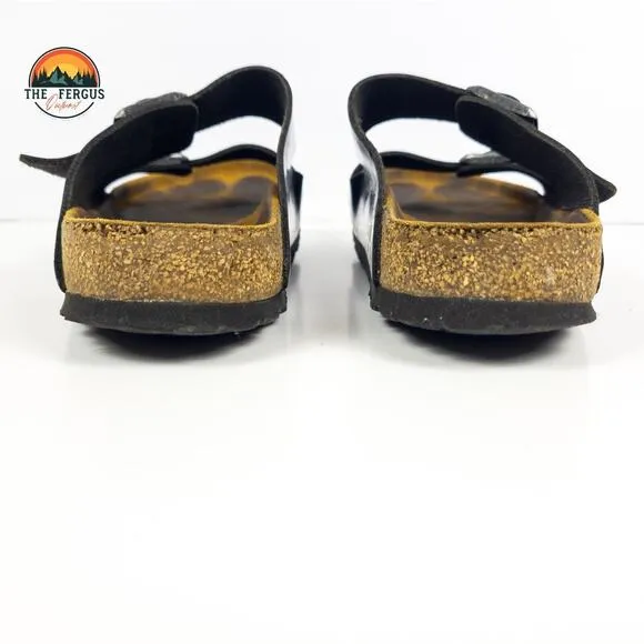 Birkenstock Black Patent Leather Arizona Two Strap Sandals Shoe Womens 9.5 UK 40
