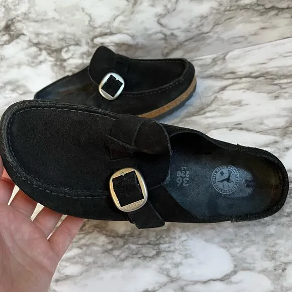Birkenstock Buckley Black Suede Clogs Women's EU 36 US 5.5 Slip On Casual Shoes