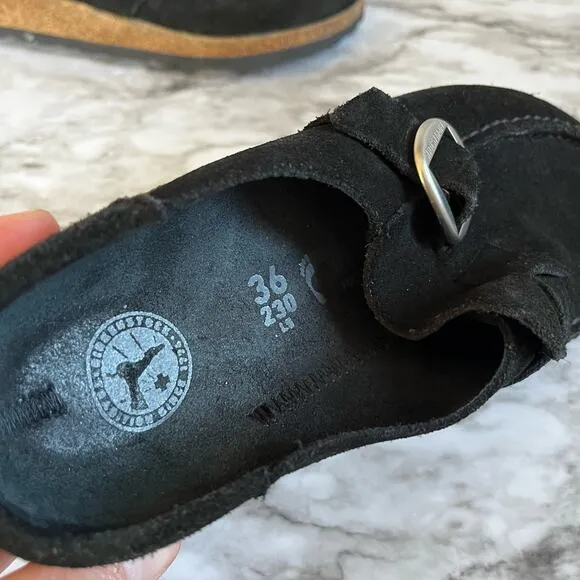 Birkenstock Buckley Black Suede Clogs Women's EU 36 US 5.5 Slip On Casual Shoes