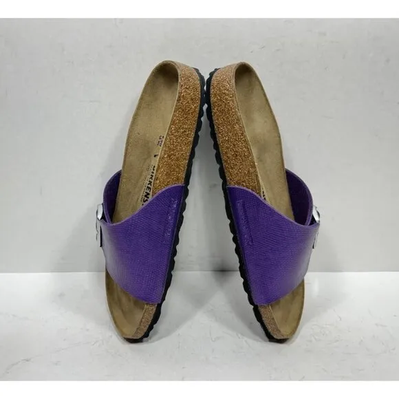 Birkenstock Catalina Birko Flor Embossed Sandals Womens Sz 8 Narrow Slide Purple