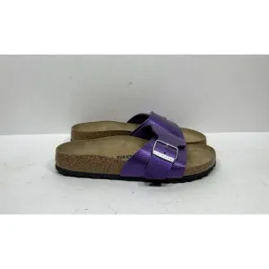 Birkenstock Catalina Birko Flor Embossed Sandals Womens Sz 8 Narrow Slide Purple