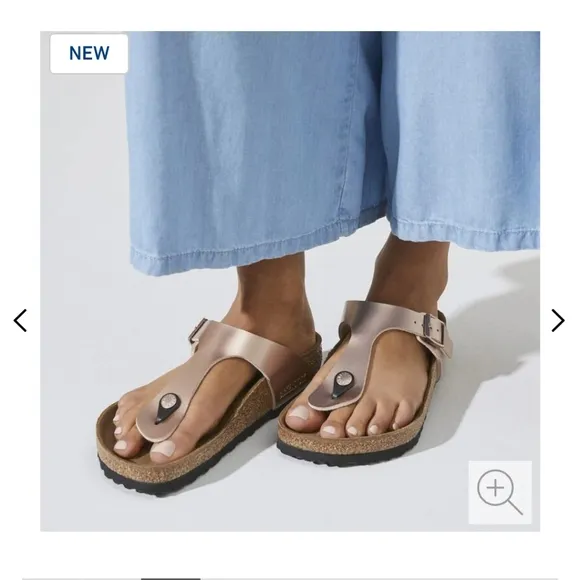 Birkenstock Gizeh Rose Gold Sandals with Buckle Size 7.5