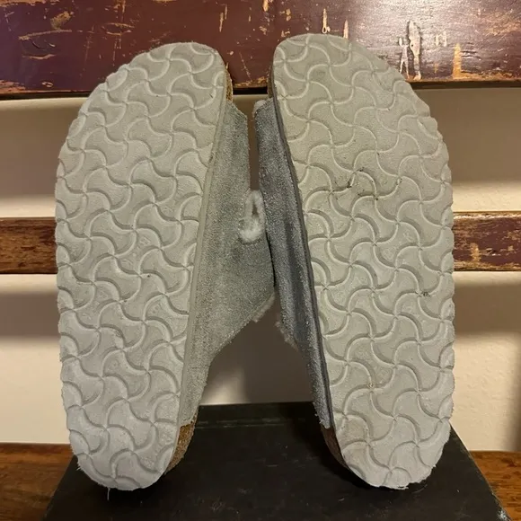Birkenstock Gray Arizona Shearling Fleece Lined Double Buckle Sandals