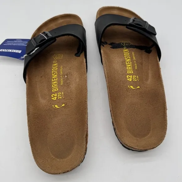 Birkenstock Madrid Birko-Flor Black Sandals Slides Women's Size 42