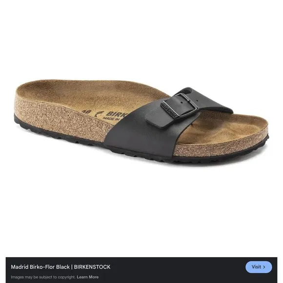 Birkenstock Madrid Birko-Flor Black Sandals Slides Women's Size 42
