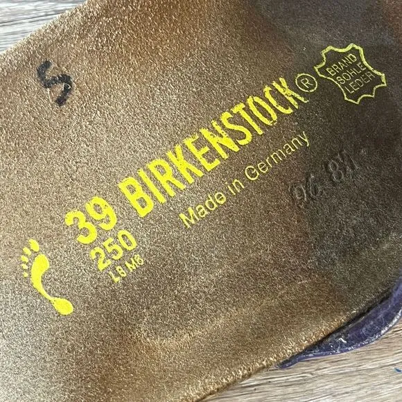 Birkenstock Madrid Birko-Flor Slide Sandals Narrow  Purple Patent Womens 8 EU 39