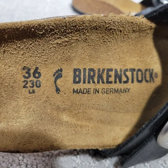 Birkenstock Madrid Size EU 36 L5 US Narrow Black Big Buckle Slide Sandals