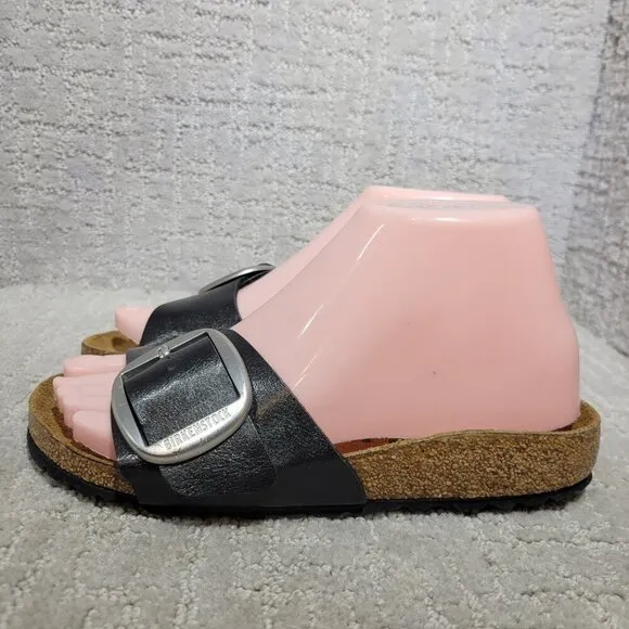 Birkenstock Madrid Size EU 36 L5 US Narrow Black Big Buckle Slide Sandals