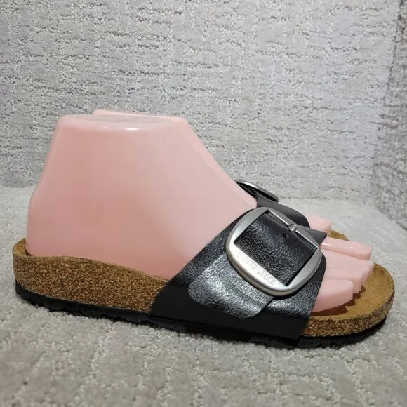 Birkenstock Madrid Size EU 36 L5 US Narrow Black Big Buckle Slide Sandals