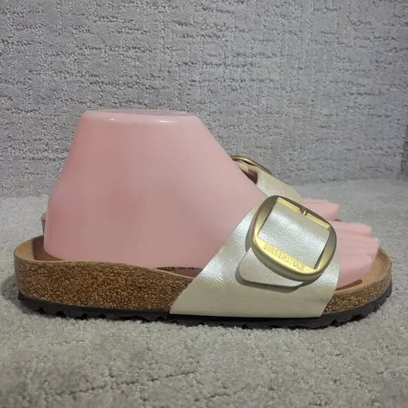 Birkenstock Madrid Size EU 37 L6 US Narrow Beige Big Buckle Slide Sandals