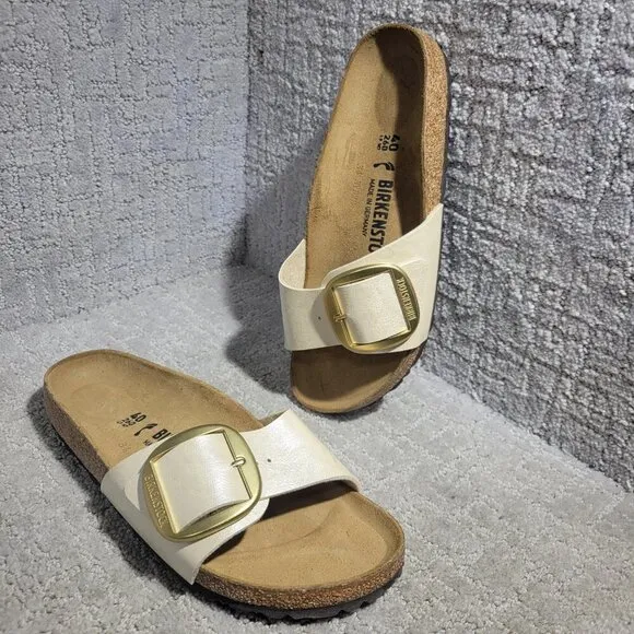 Birkenstock Madrid Size EU 40 L9 M7 US Narrow Beige Big Buckle Slide Sandals