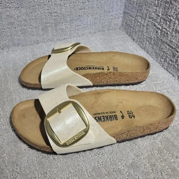 Birkenstock Madrid Size EU 40 L9 M7 US Narrow Beige Big Buckle Slide Sandals