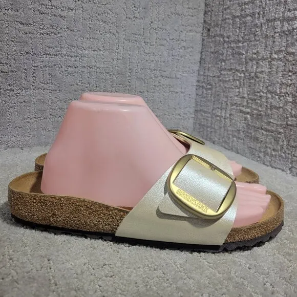 Birkenstock Madrid Size EU 40 L9 M7 US Narrow Beige Big Buckle Slide Sandals