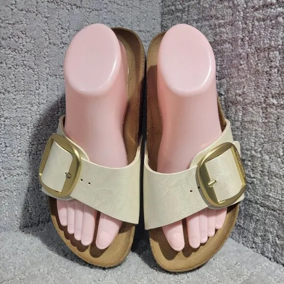 Birkenstock Madrid Size EU 40 L9 M7 US Narrow Beige Big Buckle Slide Sandals