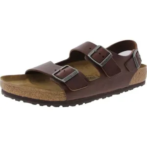 Birkenstock Mens Milano BS Brown Buckle Leather Slide Sandals New
