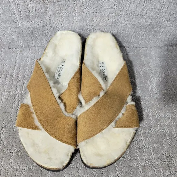 Birkenstock Papilio Daytona Womens Size EU40 US L9 Brown Shearling Slide Sandals