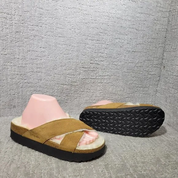 Birkenstock Papilio Daytona Womens Size EU40 US L9 Brown Shearling Slide Sandals
