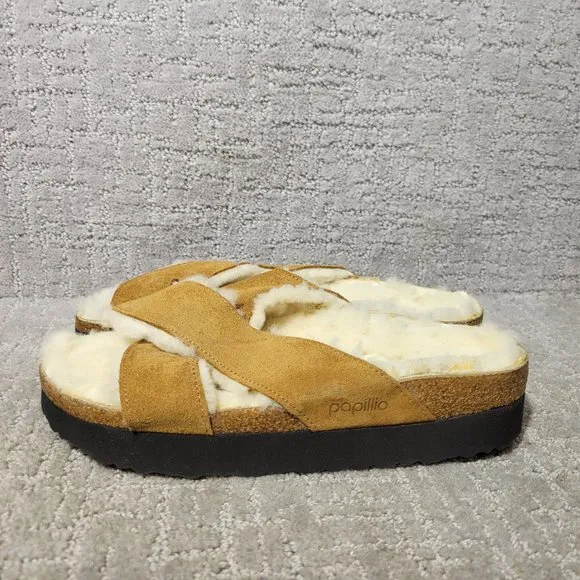 Birkenstock Papilio Daytona Womens Size EU40 US L9 Brown Shearling Slide Sandals