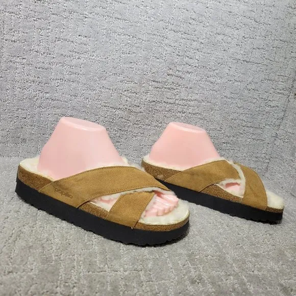 Birkenstock Papilio Daytona Womens Size EU40 US L9 Brown Shearling Slide Sandals