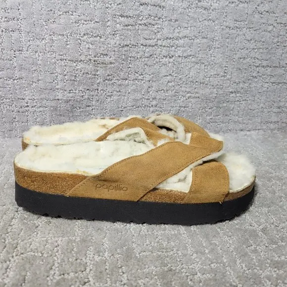 Birkenstock Papilio Daytona Womens Size EU40 US L9 Brown Shearling Slide Sandals