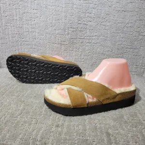 Birkenstock Papilio Daytona Womens Size EU40 US L9 Brown Shearling Slide Sandals