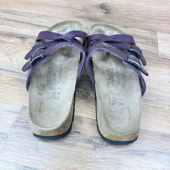 Birkenstock Size 10 41 265 Women's Purple Oiled Leather Sandals Slides