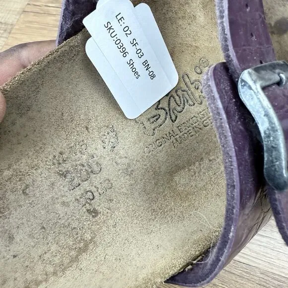 Birkenstock Size 10 41 265 Women's Purple Oiled Leather Sandals Slides