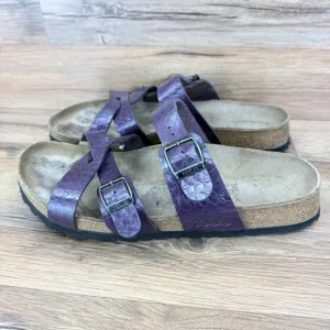 Birkenstock Size 10 41 265 Women's Purple Oiled Leather Sandals Slides