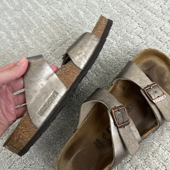 Birkenstock Sydney Birko Flor 2 Strap Sandals slide “graceful taupe” buckle