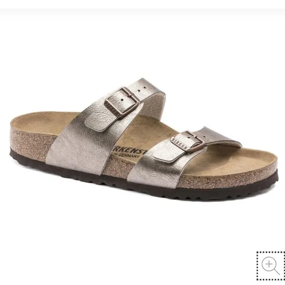 Birkenstock Sydney Birko Flor 2 Strap Sandals slide “graceful taupe” buckle