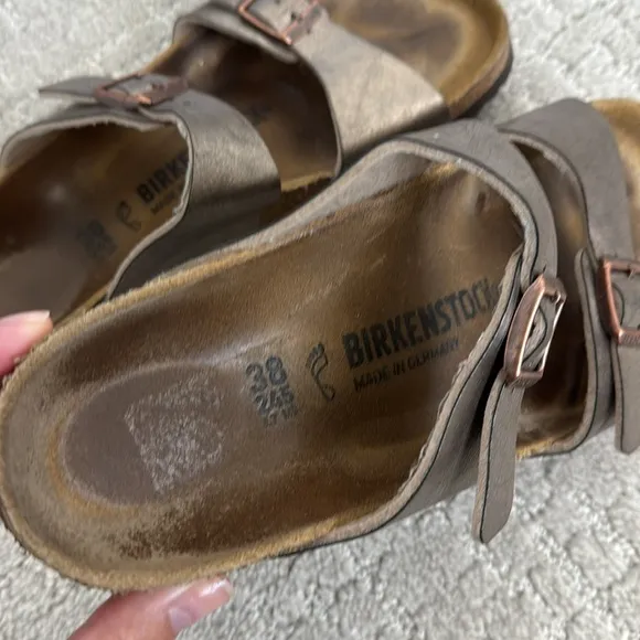 Birkenstock Sydney Birko Flor 2 Strap Sandals slide “graceful taupe” buckle
